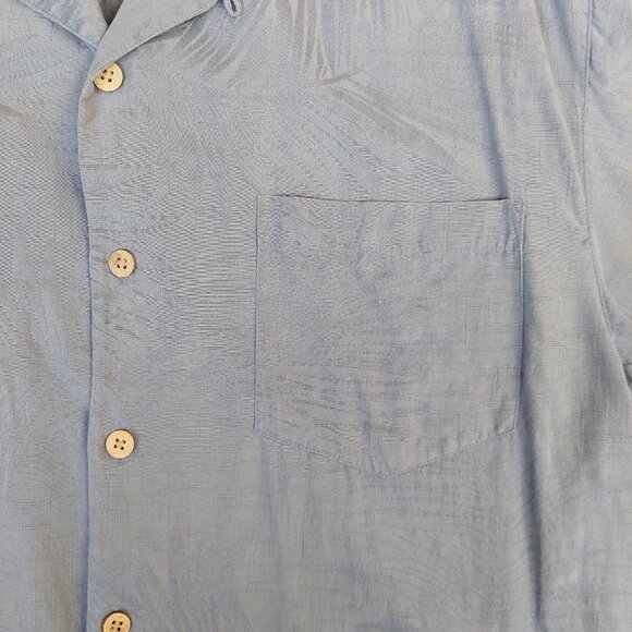Jamaica Jaxx Men 100% silk Medium short sleeve button down blue shirt - Picture 3 of 15